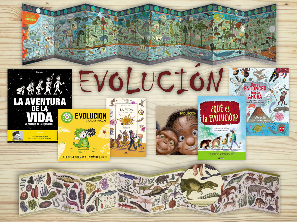 Recopilación de libros infantiles y juveniles sobre la evolución de la vida y del ser humano