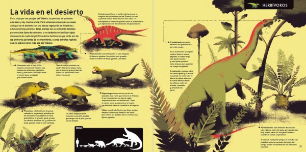Páginas interiores 6 del libro "La era de los dinosaurios", de SteveBrusatte y Daniel Chester, editado por Siruela
