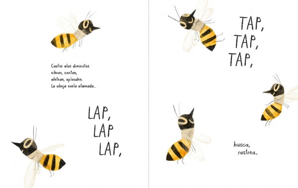 Páginas interiores 1 del libro "Mi vida de abeja", de Kirsten Hall y Isabelle Arsenault, editado por Libros del Zorro Rojo