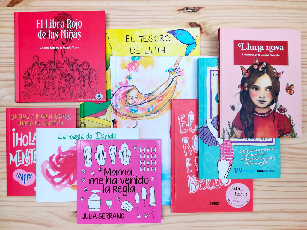 Selección los libros sobre menstruación y pubertad.